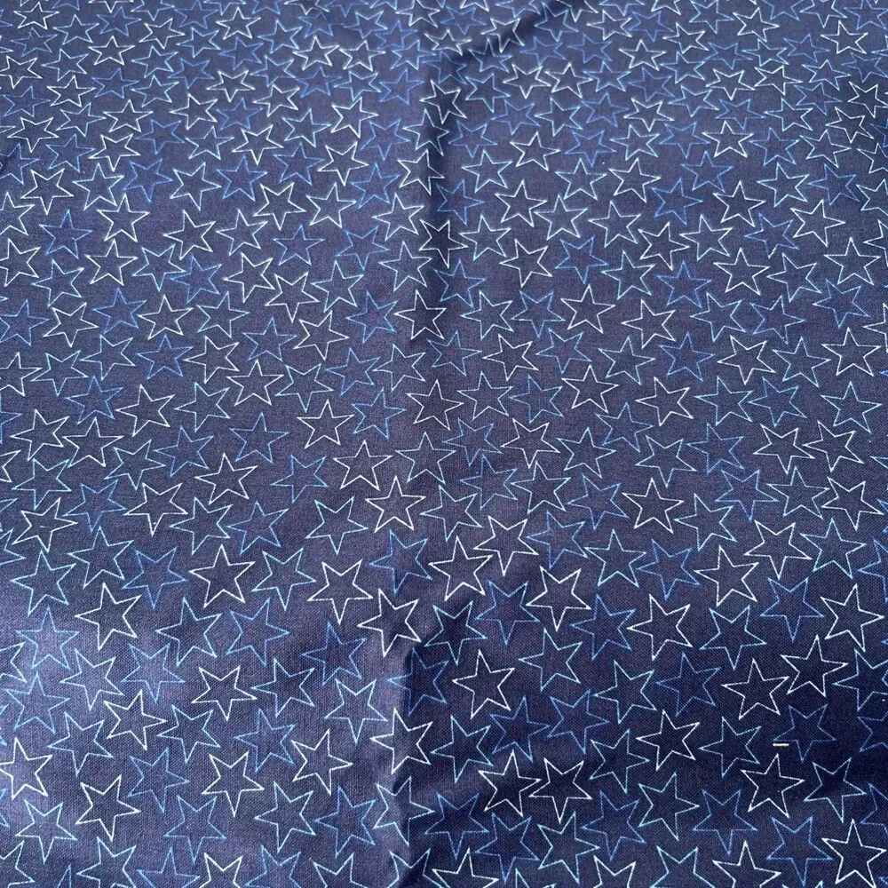 Star Outlines Navy Cotton Quilting Sewing Fabric Brother Sister Backing Filler